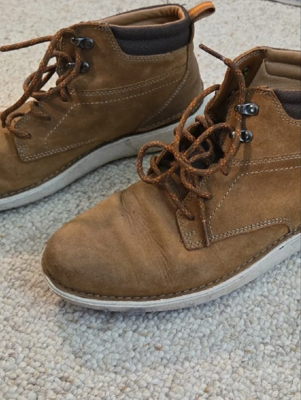 Clarks Brown Suede Chukka Boots with Contrast Collar